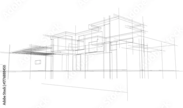 Obraz House sketch architectural 3d rendering