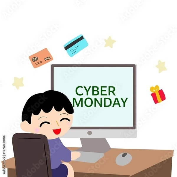 Obraz サイバーマンデーのネットショッピング風イラスト