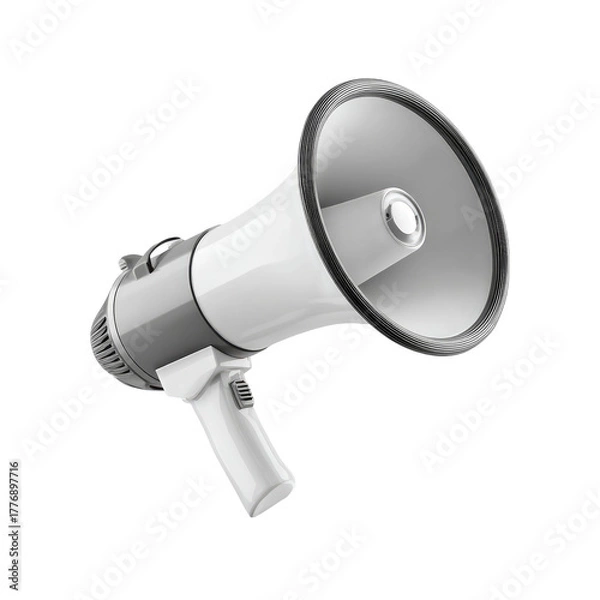 Obraz A gray and white megaphone, angled forward