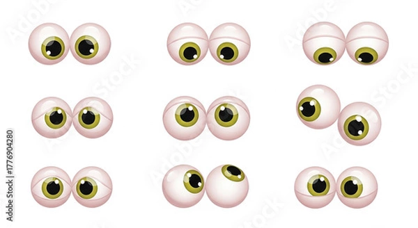 Obraz Cartoon Eyes Set with Different Expressions on White Background