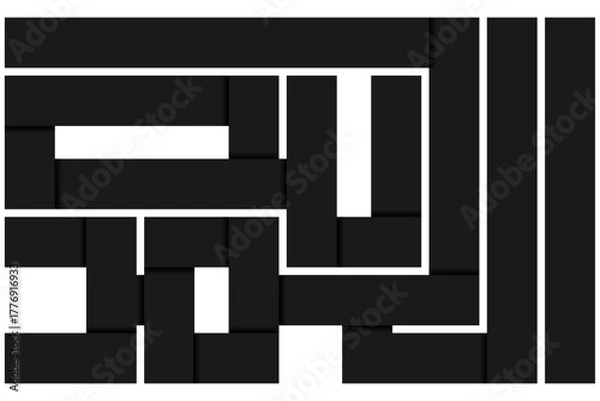 Fototapeta Alhamdulillah Kufi Calligraphy in Modern Black Emboss 3D Block Style – Dark Minimalist Islamic Typography Design, Decorative Vector EPS File for Muslim Art, Logo, and Print