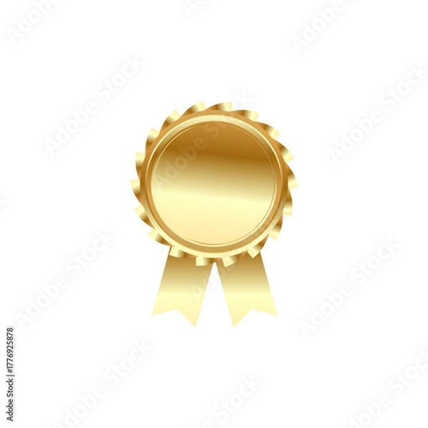 Obraz Luxurious golden award medal with a detailed rosette and elegant flowing ribbons, symbolizing premium quality achievement and significant success recognition