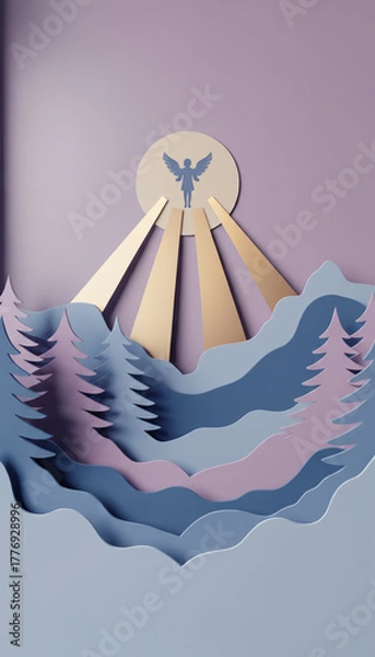 Obraz Vector illustration of a happy festival symbol of a forest fairy giving a blessing.