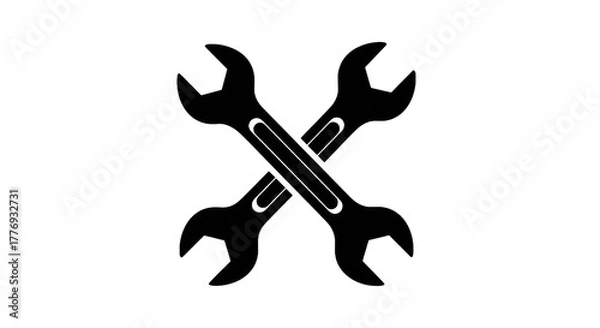 Fototapeta Crossed wrenches icon engineering and maintenance concept on transparent background