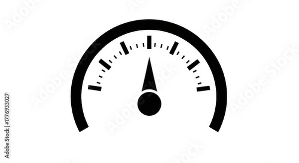 Fototapeta Gauge with needle showing progress or speed concept on a transparent background