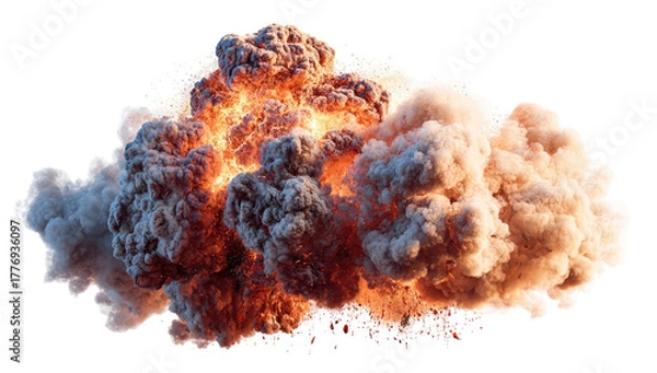 Fototapeta Explosive cloud of fire and smoke