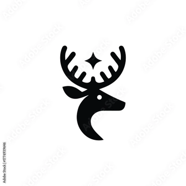 Obraz Deer head with star antler silhouette