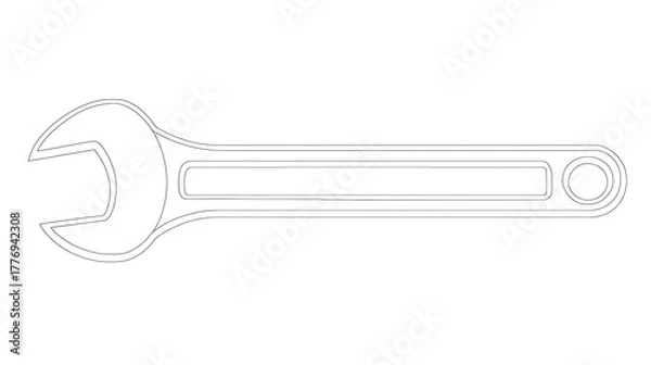 Fototapeta A wrench is shown in a black and white drawing