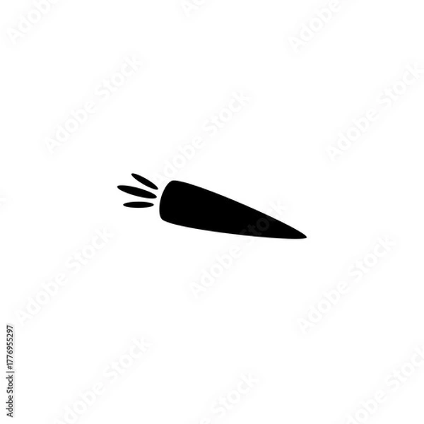 Fototapeta Black silhouette of a carrot. Simple vector illustration of a vegetable icon symbolizing food, nutrition, and farming