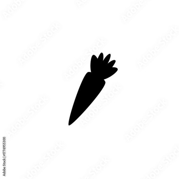 Fototapeta Black silhouette of a carrot. Simple vector illustration of a vegetable icon symbolizing food, nutrition, and farming