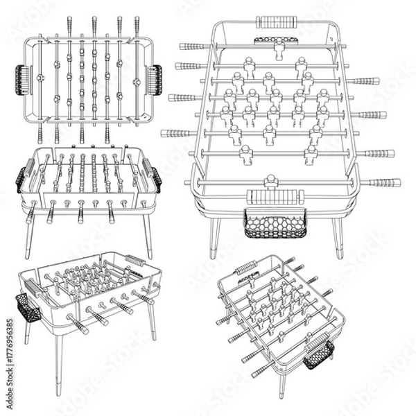 Fototapeta Football And Soccer Table Game Vector. Illustration Of Foosball Table Game Isolated On White Background.