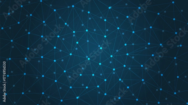 Fototapeta Technology network internet connection. Abstract plexus technology futuristic network blue background