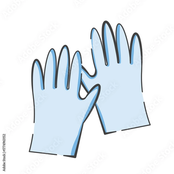 Fototapeta シンプルなブルー系の使い捨て手袋　両手セットのイラスト
