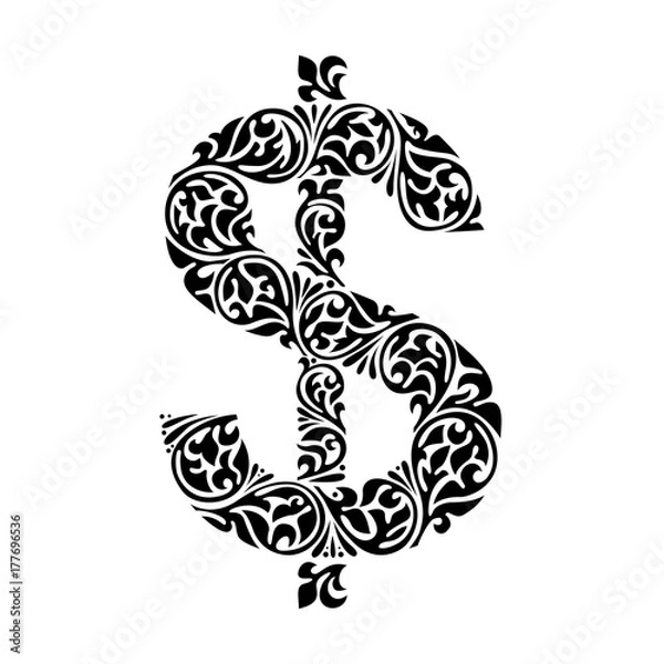 Fototapeta Decorative elegance ornate dollar sign.