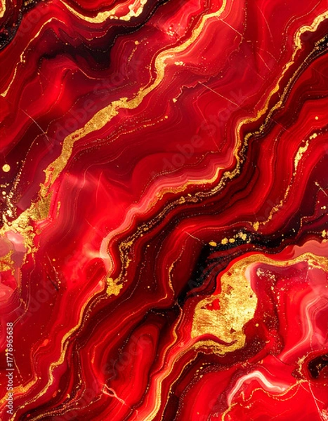 Fototapeta 赤 金 キラキラ ラメ マーブル 背景素材