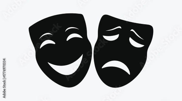 Fototapeta Comedy and Tragedy Masks Black and White Vector Symbol Design