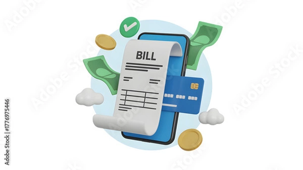Obraz Conveniently pay your bills online with mobile banking and credit card services