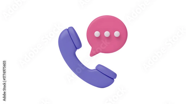 Obraz Vintage phone with pink speech bubble for communication and customer support