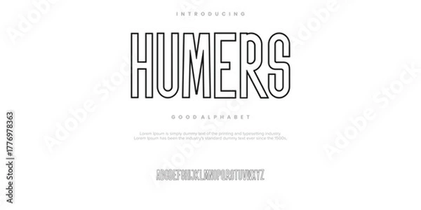 Obraz Humers Modern minimal abstract alphabet fonts. Typography technology, electronic, movie, digital, music, future, logo creative font. vector illustration