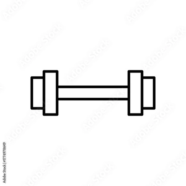 Fototapeta Dumbbell icon crafted in bold vector line style, isolated on a white background. Ideal for gym branding, workout plans, strength training apps, and bodybuilding concepts.