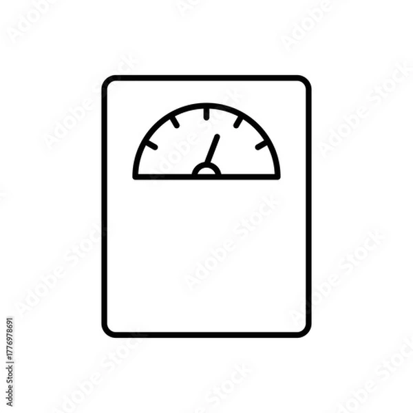 Obraz Weight scale icon designed in vector line style, isolated on a white background. Perfect for fitness tracking, health monitoring, body measurement, and wellness concepts.