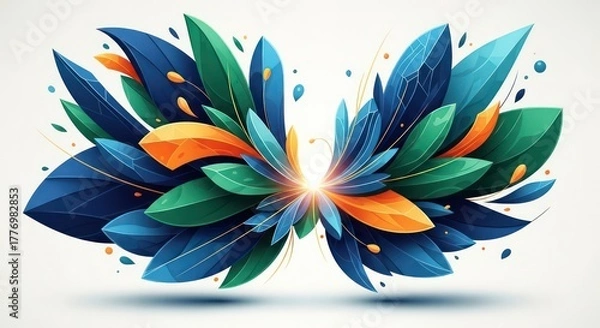 Fototapeta Modern office space with large digital displays showing colorful abstract wave patterns.