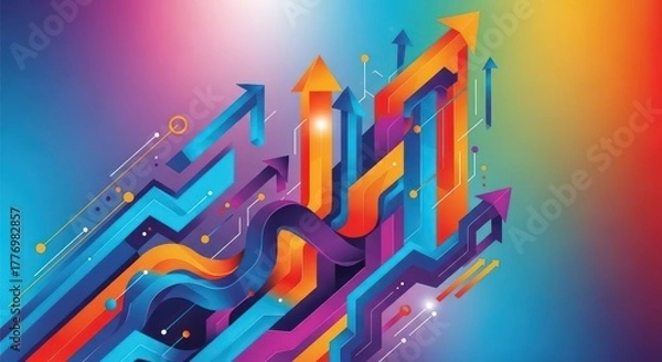 Obraz Modern office space with large digital displays showing colorful abstract wave patterns.