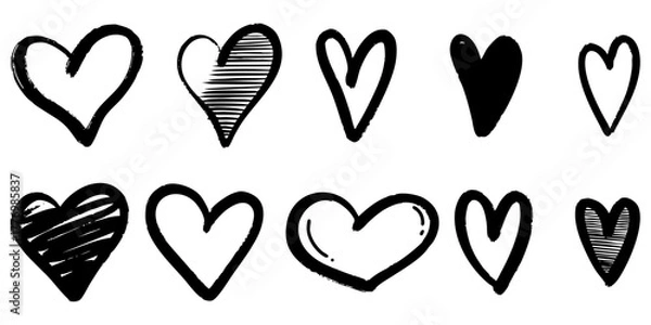 Fototapeta Doodle sketch style of hearts icon vector illustration for concept design.