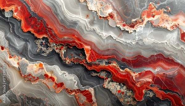 Fototapeta Abstract Red Black and Grey Onyx Marble Texture Background.