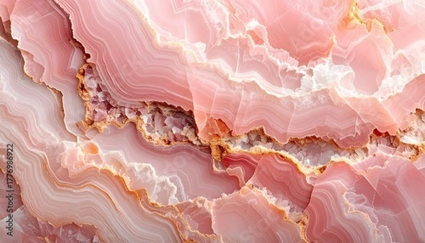 Fototapeta Stunning Pink Onyx Marble Texture with Natural Veins and Polished Surface.