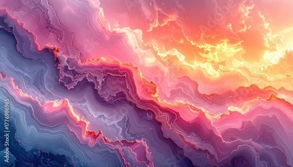 Obraz Vibrant Abstract Swirls of Pink, Orange, and Blue Hues.