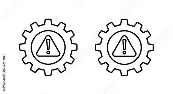 Fototapeta Two warning signs within gear icons indicating system malfunction alerts