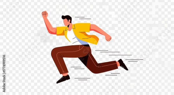Fototapeta Dynamic Runner Illustration - Agile Person Leaping Forward (Transparent PNG)