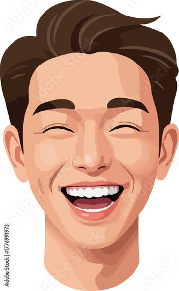 Obraz Joyful Man Laughing Vector Portrait Happy Expression