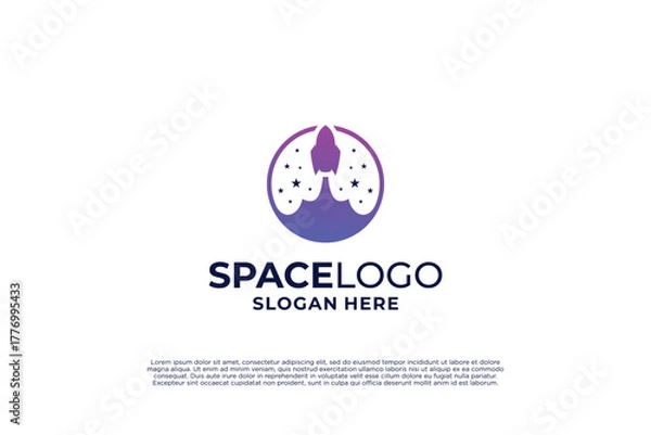 Fototapeta Rocket space logo design template