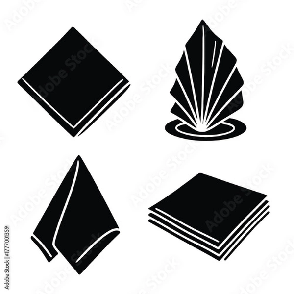 Obraz Napkin Folding Styles and Table Setting Icons