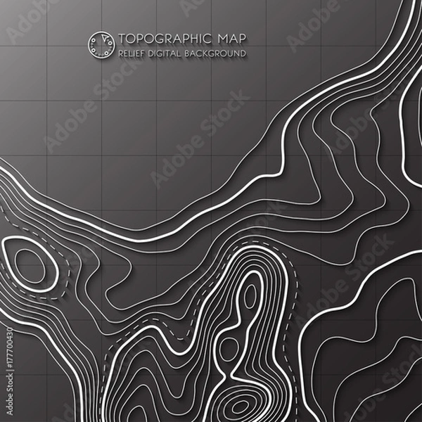Fototapeta Map line of topography. Vector abstract topographic map concept with space for your copy