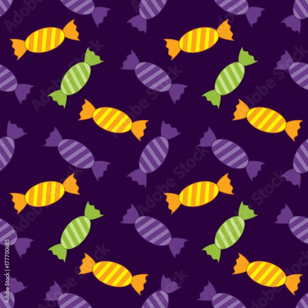 Fototapeta Vector Halloween Sweets Seamless Pattern