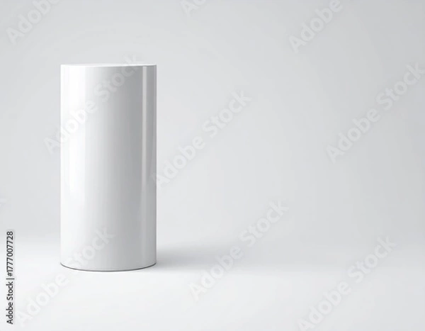 Obraz White, glossy cylinder against a light gray background