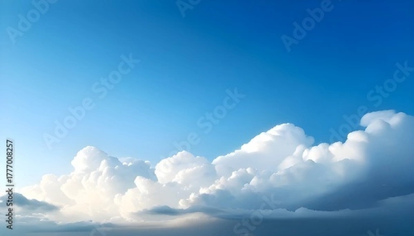 Fototapeta View of bright blue sky with white clouds