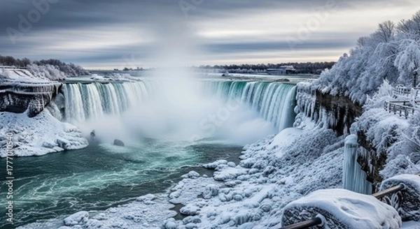 Fototapeta Winter's icy embrace of Niagara Falls
