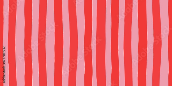 Obraz Hand drawn vertical stripes in bright red and soft pink colors abstract background