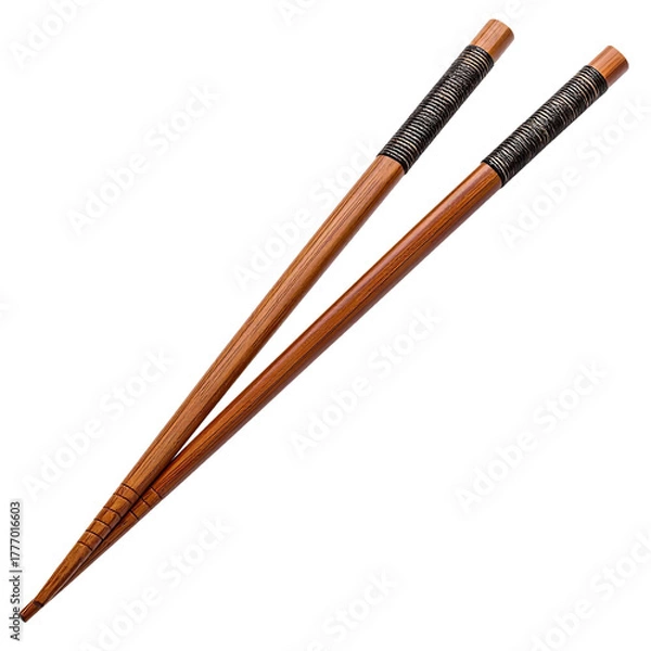 Fototapeta Chopsticks made of bamboo on white or transparent background