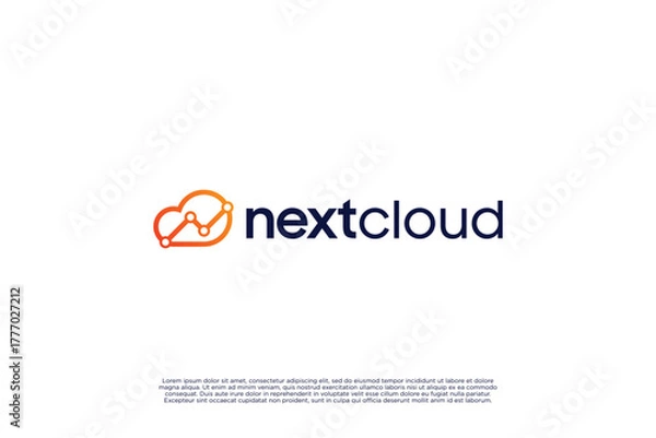 Obraz Cloud letter N logo design with statistic concept