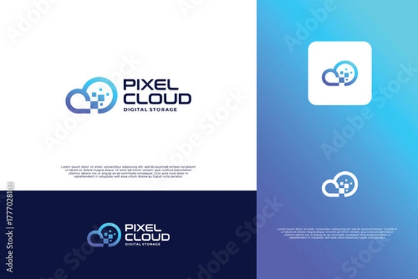 Obraz Pixel cloud logo design inspiration