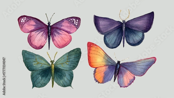 Fototapeta Colorful Watercolor Butterfly Art Illustration Vector Design