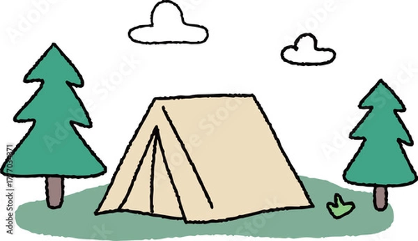 Obraz 나무와 자연에서 캠핑 일러스트 세트 4
