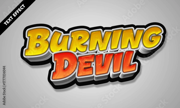 Fototapeta Burning devil editable text effect - Bold 3d glossy fire font, hell game title design