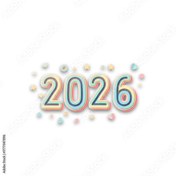 Fototapeta New Year 2026 Text PNG – Modern Greeting Design with Transparent Background