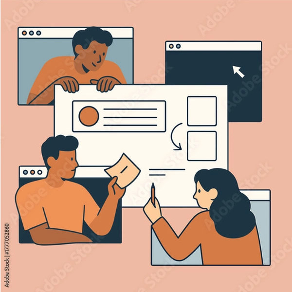 Fototapeta Virtual Collaboration and Creative Teamwork for Modern Digital Project Success